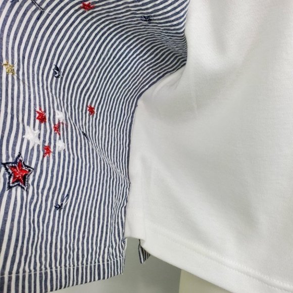 Koret Petite Embroidered Flowers & Stars Striped Top One Piece NEW Size SP - Picture 7 of 16